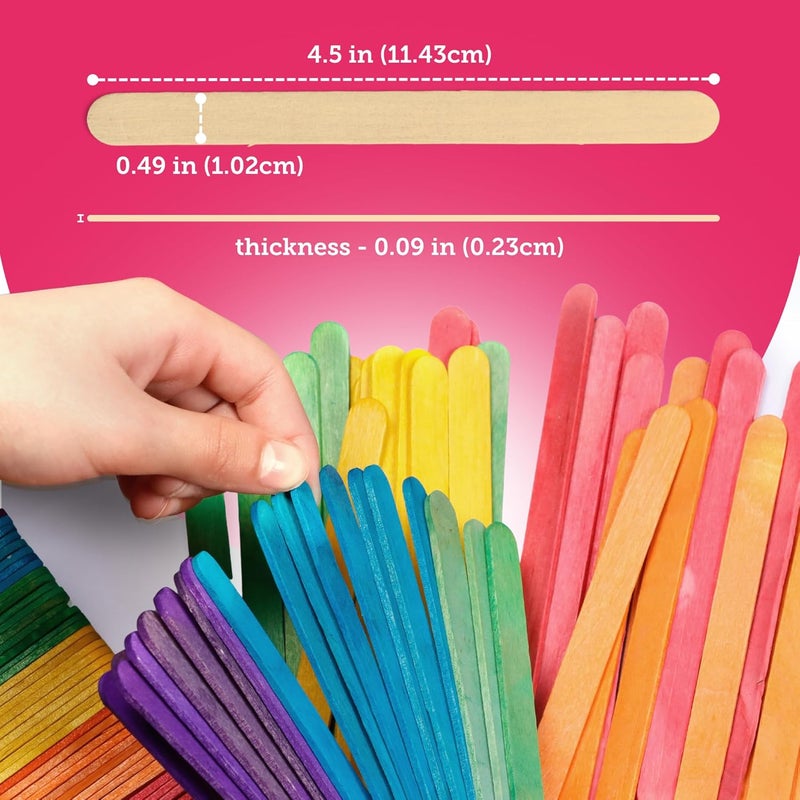 Incraftables Colored Popsicle Sticks for Crafts – 600 Pieces - 7 Colors – Large Colorful Wooden Craft Popsicle Sticks for DIY Arts and Crafts - Image 3